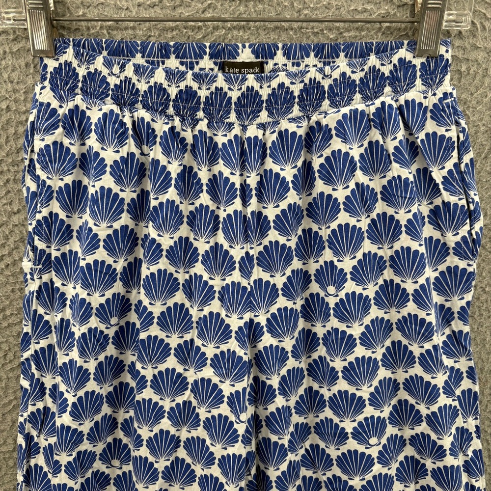 Kate Spade Pajama Pants Women XS Blue Seashell Print Sleepwear Ladder Lace